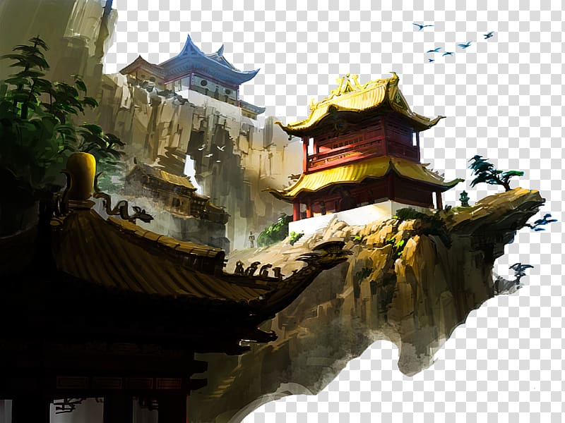 hand-painted temple transparent background PNG clipart