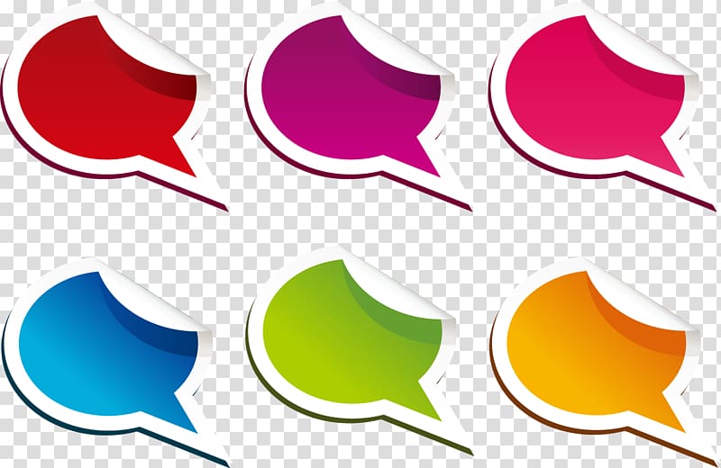 six comic bubbles, Paper Dialog box , A variety of exquisite color tear small dialog box transparent background PNG clipart