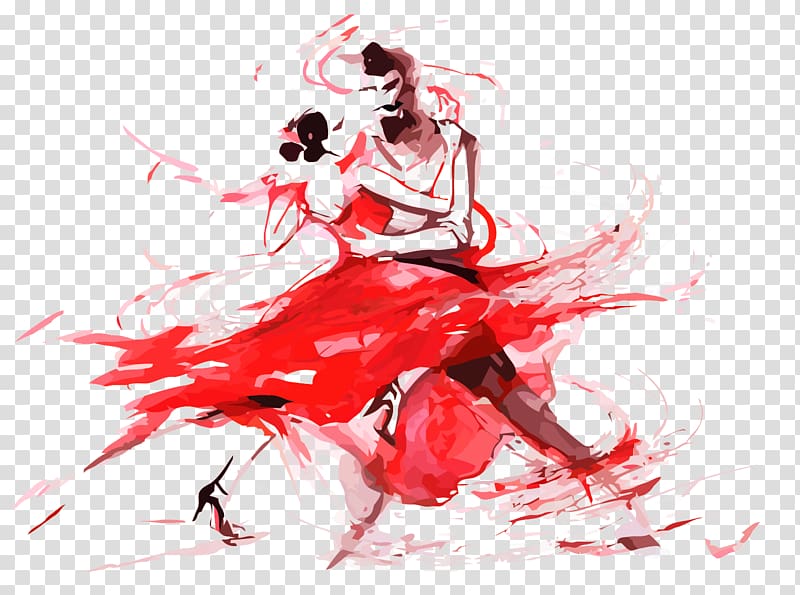couple dancing abstract artwork, Tango Dance AllPosters.com, watercolor dancing people transparent background PNG clipart