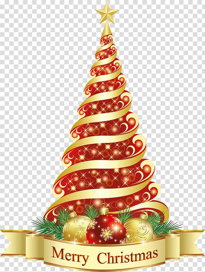 Christmas tree Christmas ornament , Merry Christmas Red Tree , red and yellow Merry Christmas sticker transparent background PNG clipart