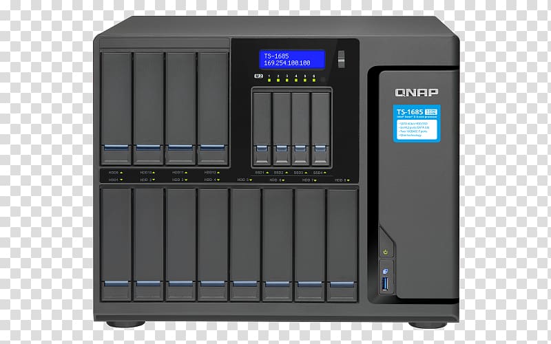 High-capacity 16-Bay Xeon D Super NAS QNAP TS-1685-D Network Storage Systems TVS-682T-I3-8G/ QNAP 6 Bay NAS QNAP Systems, Inc. Hard Drives, others transparent background PNG clipart