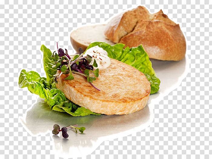 Vegetarian cuisine Salmon burger Garnish Dish Ingredient, chicken schnitzel transparent background PNG clipart