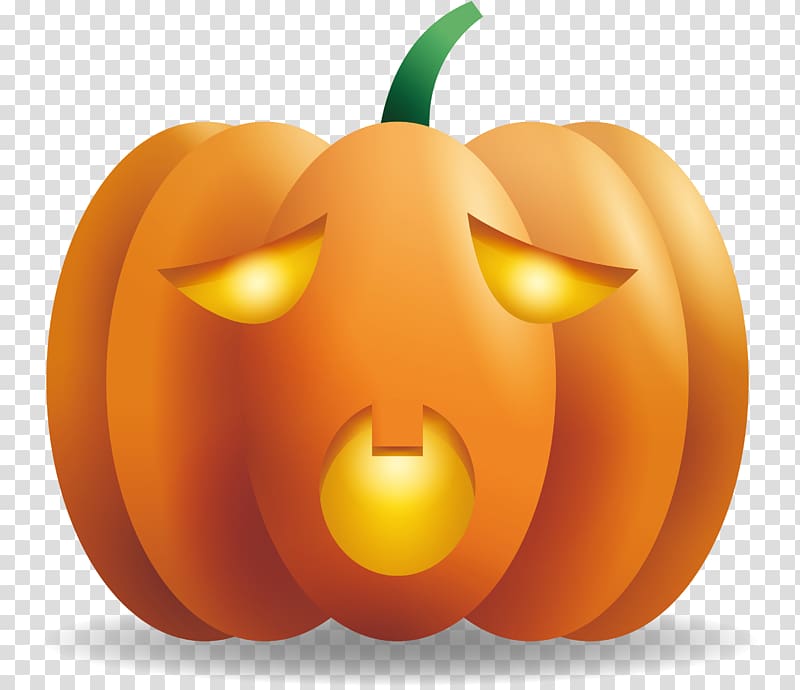 Jack-o-lantern Calabaza Pumpkin Halloween, Embarrassed expression pumpkin head transparent background PNG clipart