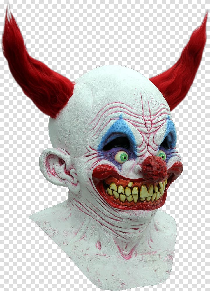 Evil clown Latex mask Circus, Clown face transparent background PNG clipart