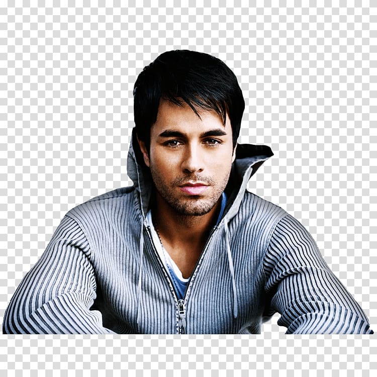 man wearing black and gray jacket, Enrique Iglesias Face transparent background PNG clipart