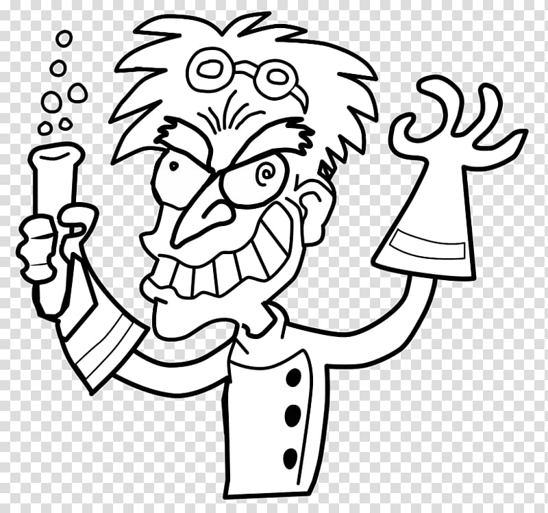 Mad scientist Black and white Science , Of Mad Scientists transparent background PNG clipart