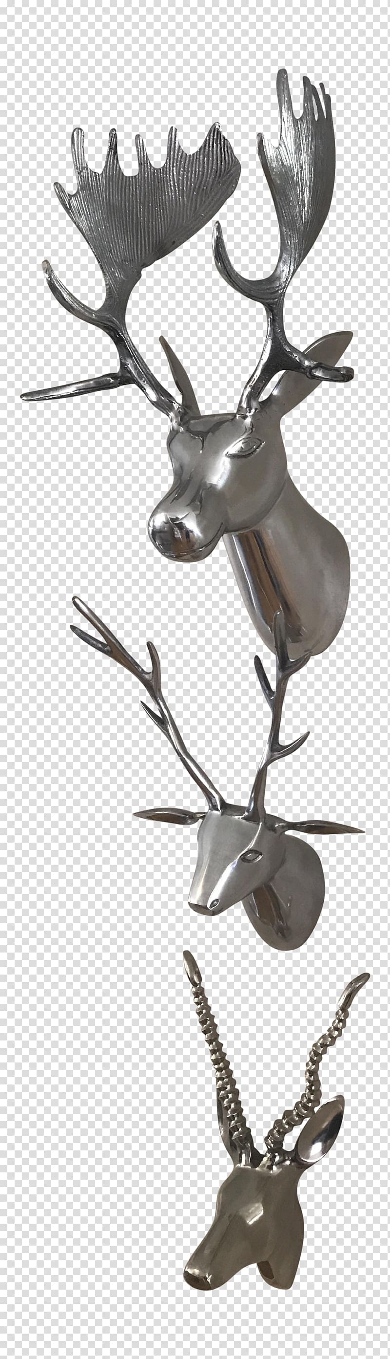 Silver Metal Reindeer Taxidermy Animal, deer horns transparent background PNG clipart