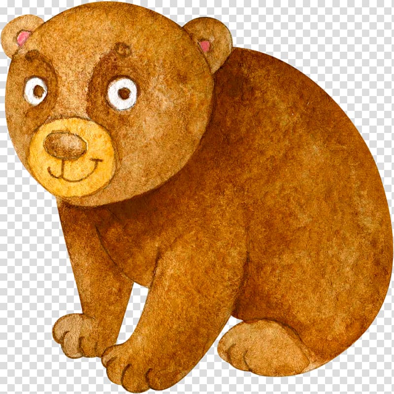 Brown bear, Hand painted brown bear transparent background PNG clipart