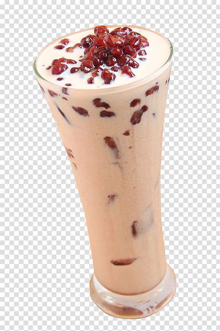 Hong Kong-style milk tea Bubble tea Adzuki bean Drink, Red bean milk tea transparent background PNG clipart