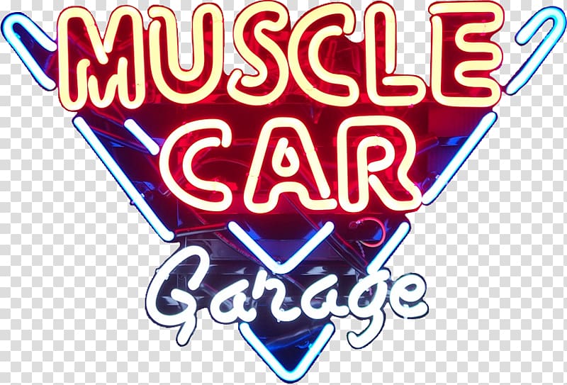 Neon sign Garage Car Man cave Logo, muscle transparent background PNG clipart
