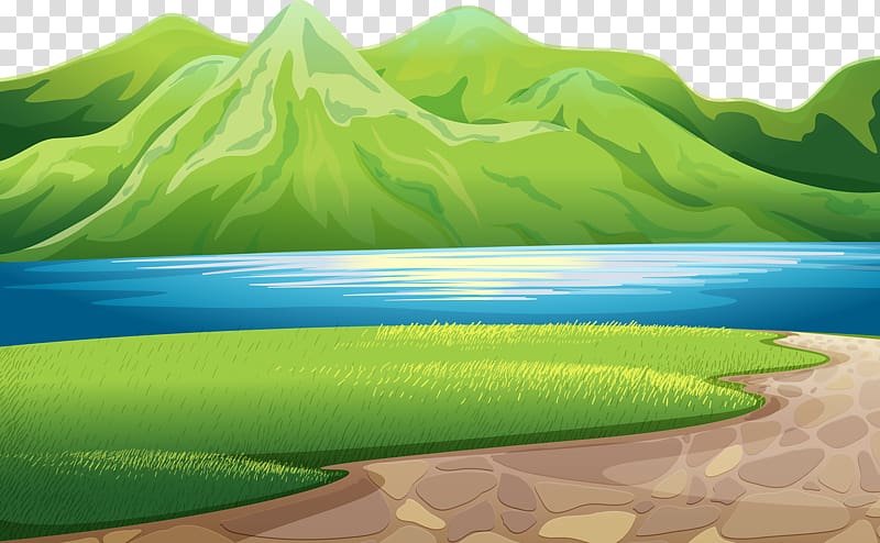 body of water and mountain illustration, Green Mountains Green Mountain Lake Illustration, Green Mountain Lake transparent background PNG clipart