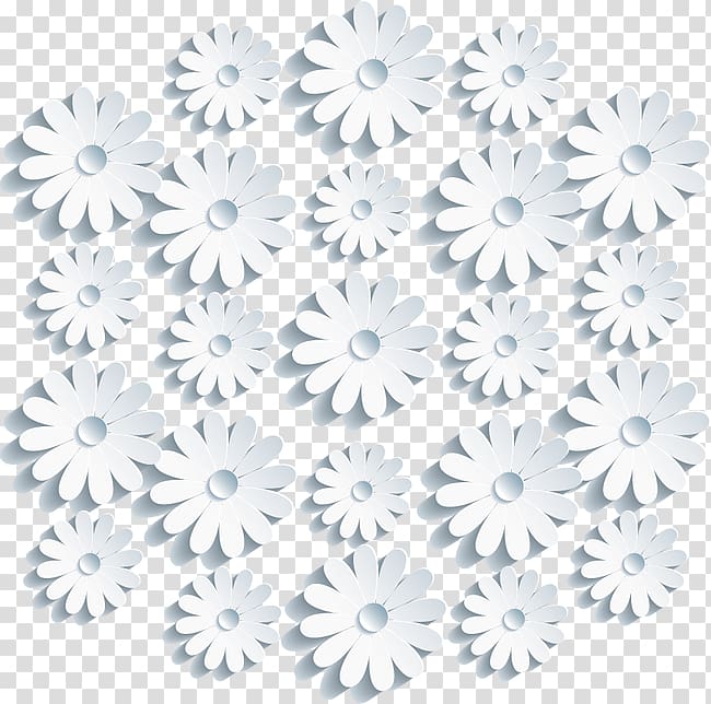 white flower decor , Floral design Chrysanthemum Blue Cut flowers Black and white, Three-dimensional flowers material transparent background PNG clipart