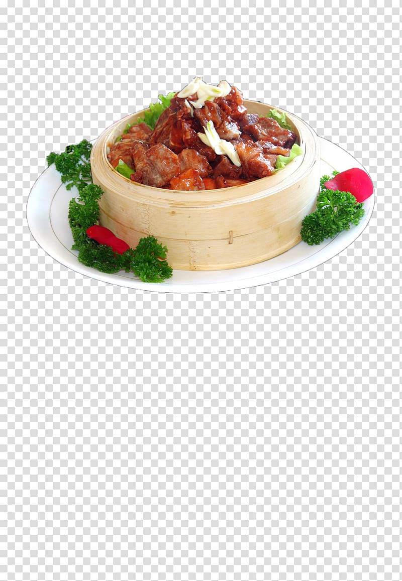 Spare ribs Vegetarian cuisine Hot pot Pork ribs, Ribs fragrant rice transparent background PNG clipart