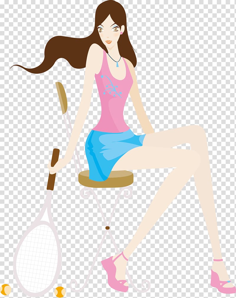 Cartoon Illustration, Fitness girl transparent background PNG clipart