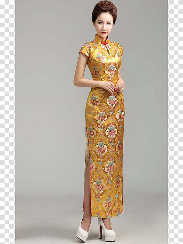Wedding dress Cheongsam Clothing Brocade, chinese wedding transparent background PNG clipart