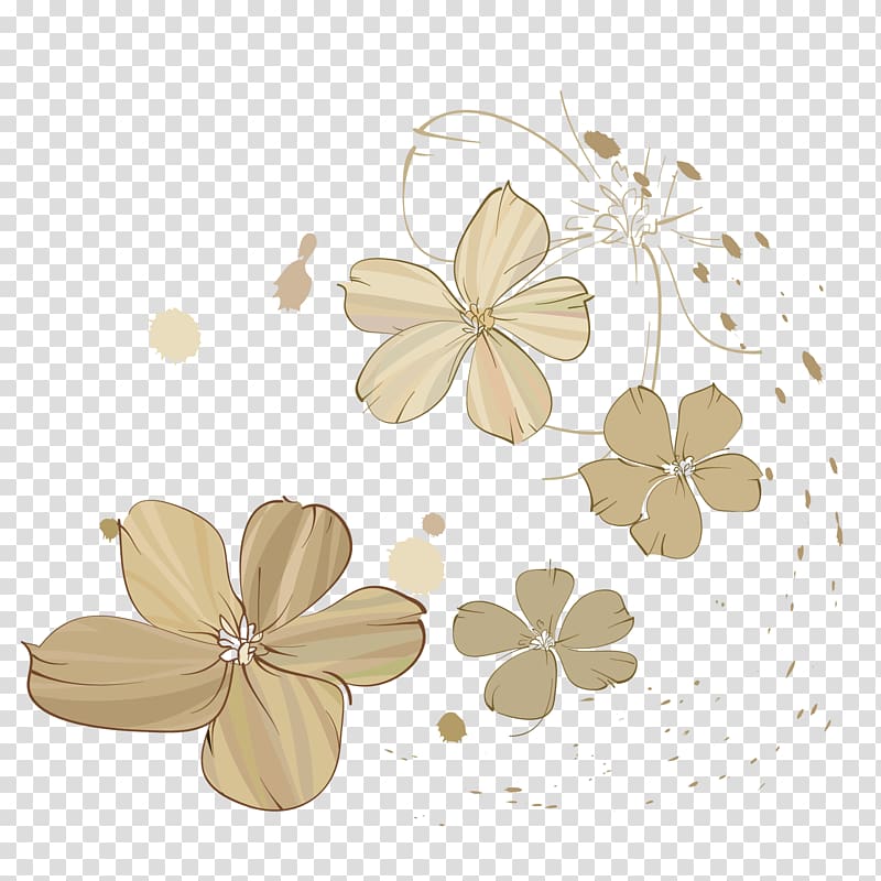 gray flowers illustration, hand painted petal decoration transparent background PNG clipart