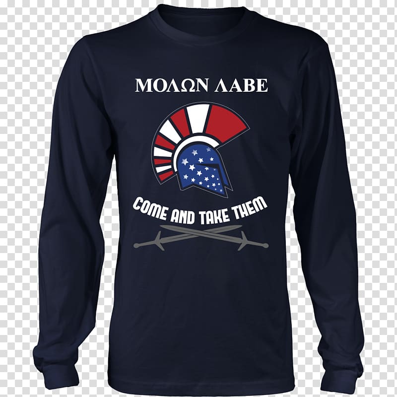 Long-sleeved T-shirt Hoodie, Molon LaBE transparent background PNG clipart