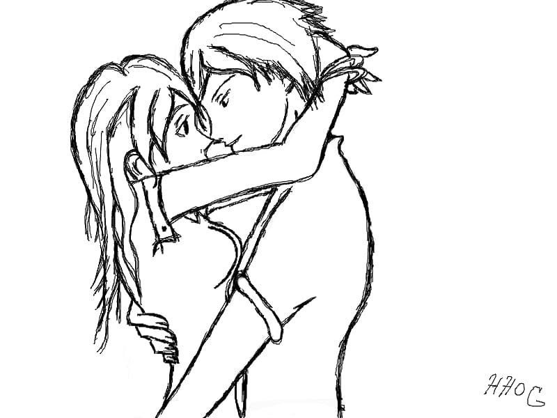 Anime Couple Kiss Transparent & PNG Clipart, kiss anime sketches HD phone  wallpaper