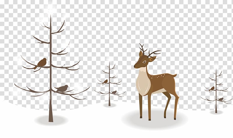 Reindeer Christmas Snow Illustration, Reindeer on the snow transparent background PNG clipart