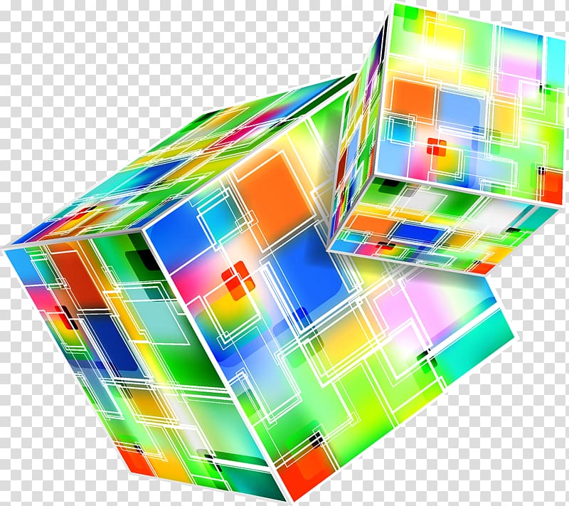 Cube Three-dimensional space, Colorful cube transparent background PNG clipart