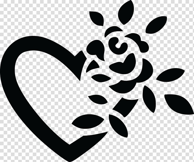 Rose Heart AutoCAD DXF , black and white transparent background PNG clipart