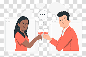 illustration, Online dating, couple, internet, love, date, drink, online, app, people transparent background PNG clipart thumbnail