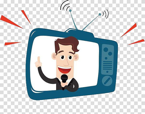 Drawing Television Illustration, The man with the receiver on the television transparent background PNG clipart