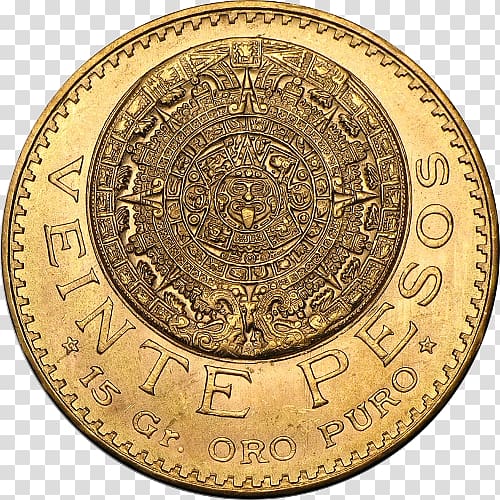 Mexican peso Mexican 20-peso note Dos Pesos gold coin, Coin transparent background PNG clipart