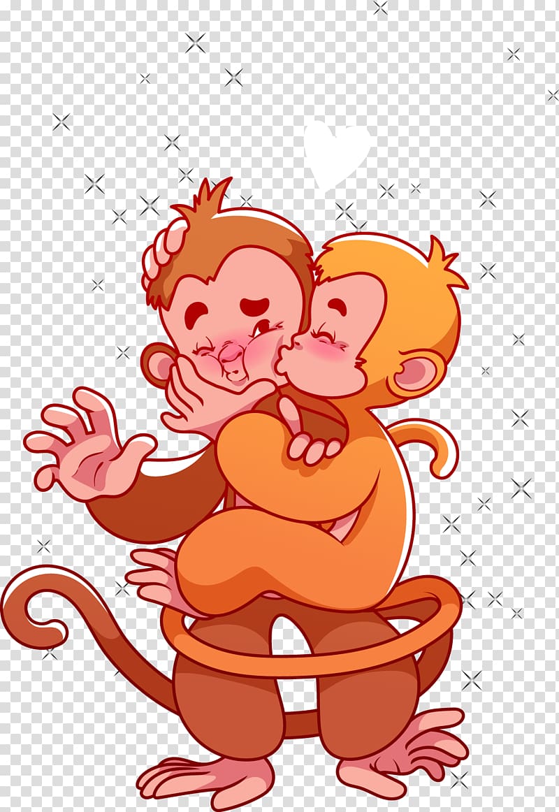 Monkey Valentines Day Cartoon , illustration intimate monkey calendars transparent background PNG clipart