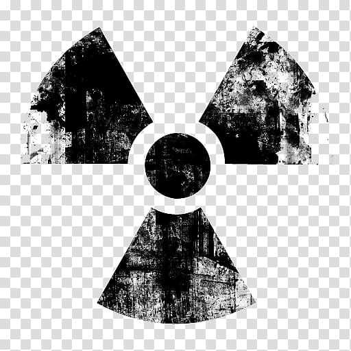 Black and white Radioactive decay Logo Symbol , symbol transparent background PNG clipart