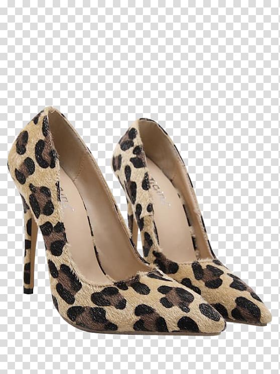 Leopard Court shoe High-heeled shoe Stiletto heel Leather, leopard transparent background PNG clipart