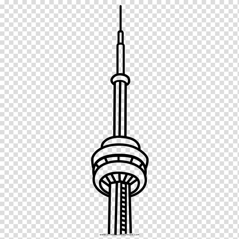 CN Tower Coloring book Drawing Line art, cn tower silhouette transparent background PNG clipart