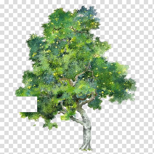 green tree illustration, Tree Watercolor painting, Trees Trees elements painted element transparent background PNG clipart