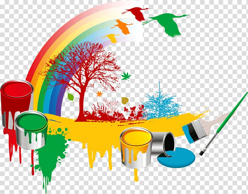 rainbow , Paintbrush Paintbrush Bucket, Paint Bucket transparent background PNG clipart
