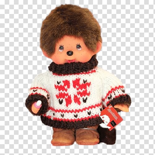 brown animal plush toy, Monchhichi Winter Pullover transparent background PNG clipart