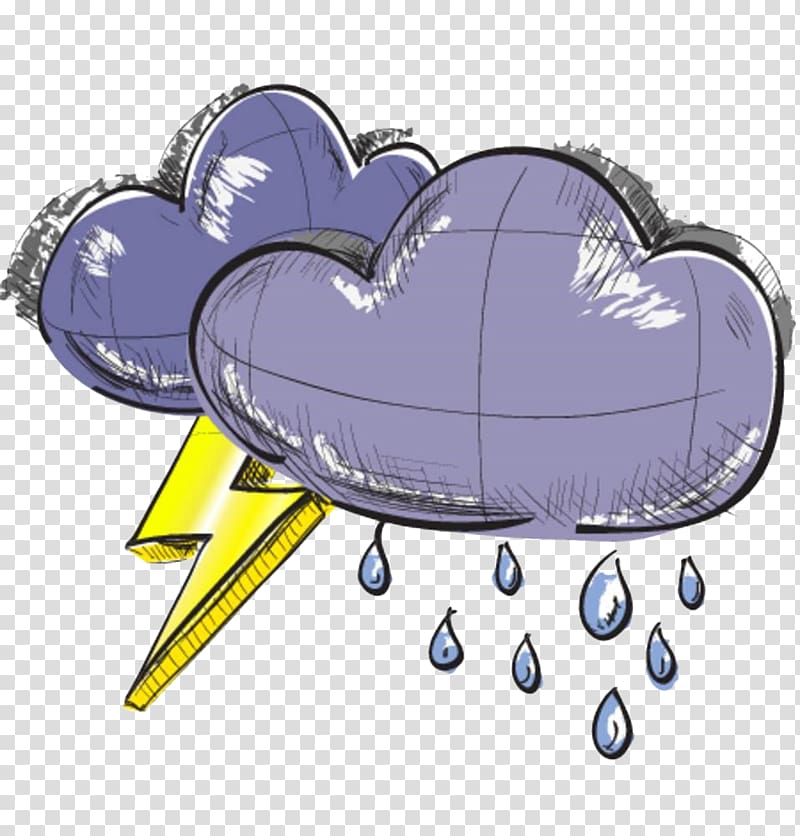 Cloud Rain Icon, Hand painted blue weather icon transparent background PNG clipart