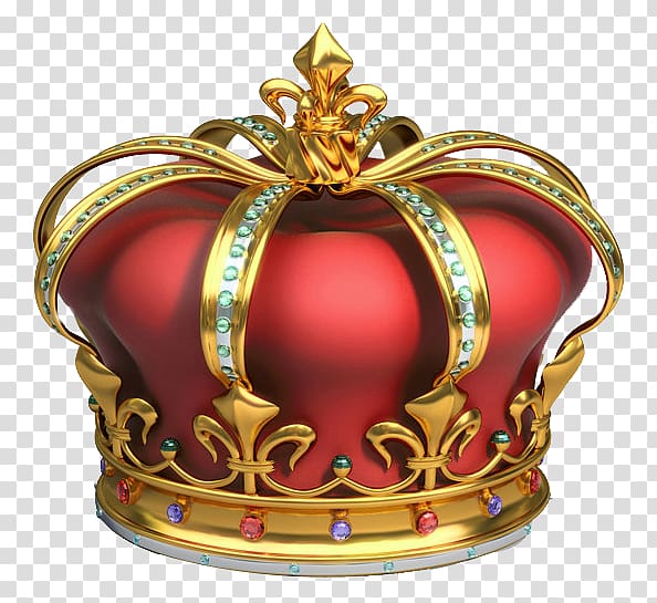 Crown , Gold and Red Crown with Diamonds , red and gold crown illustration transparent background PNG clipart