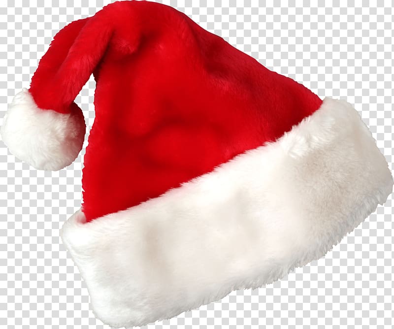 red and white Santa hat, Christmas Santa Claus Hat Red White transparent background PNG clipart