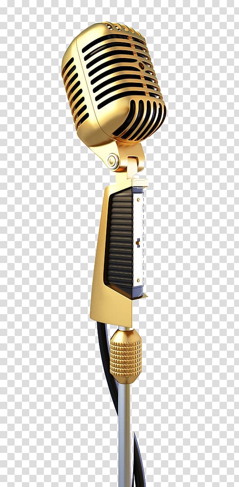 Gold condenser microphone, Microphone , Golden Microphone station background PNG clipart | HiClipart