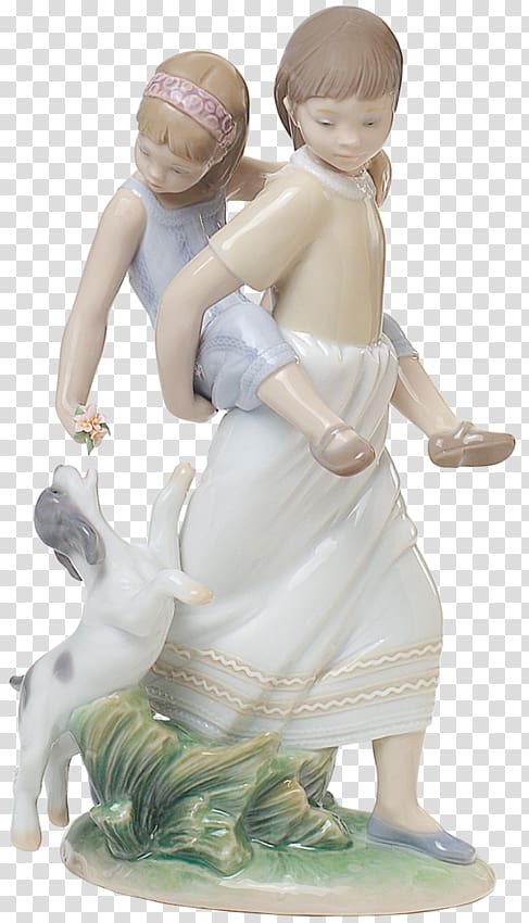 Figurine Lladró Porcelain Lladro from Spain Montinas Sculpture, garden statues transparent background PNG clipart