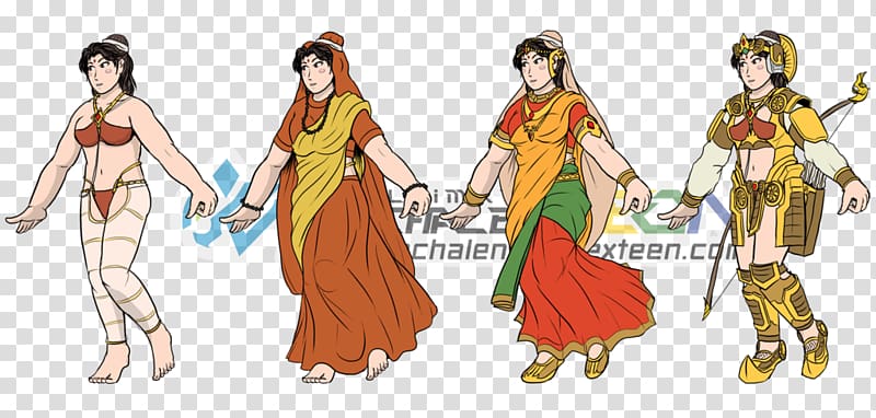 Sita Ramayan Costume Vishnu, traditional indian costume transparent background PNG clipart