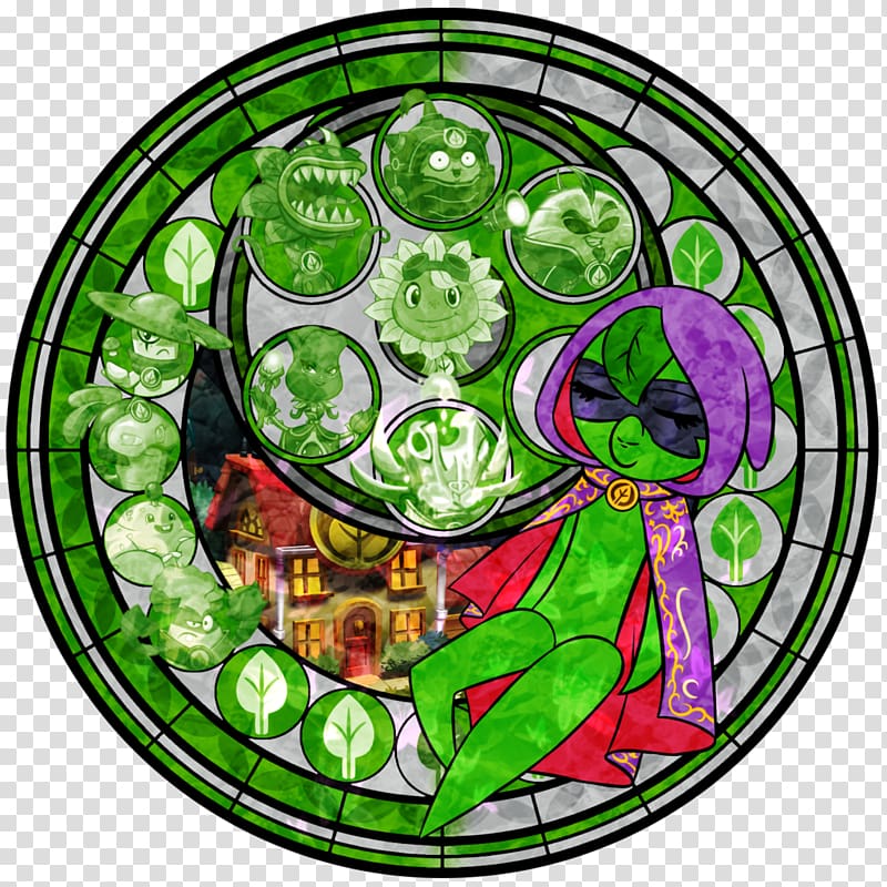 Stained glass Plants vs. Zombies Heroes Plants vs. Zombies: Garden Warfare, green Magic transparent background PNG clipart