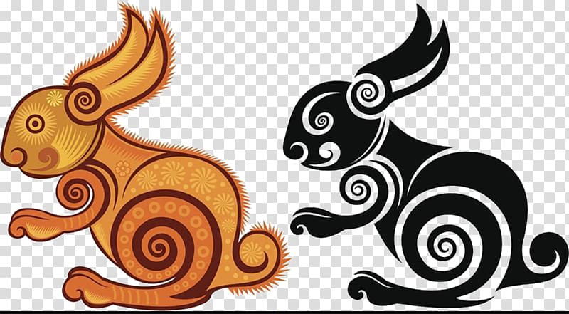 Tiger Chinese zodiac Snake Rabbit Rooster, Zodiac Rabbit transparent background PNG clipart