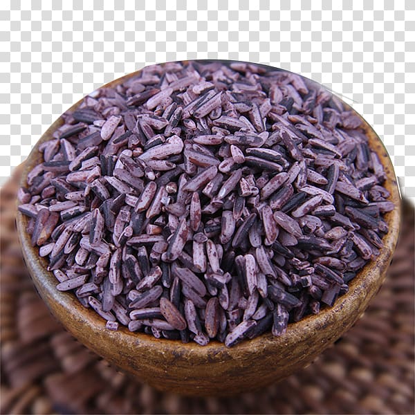 Black sesame soup Black rice Glutinous rice Cereal, Ceramic bowl with purple rice transparent background PNG clipart