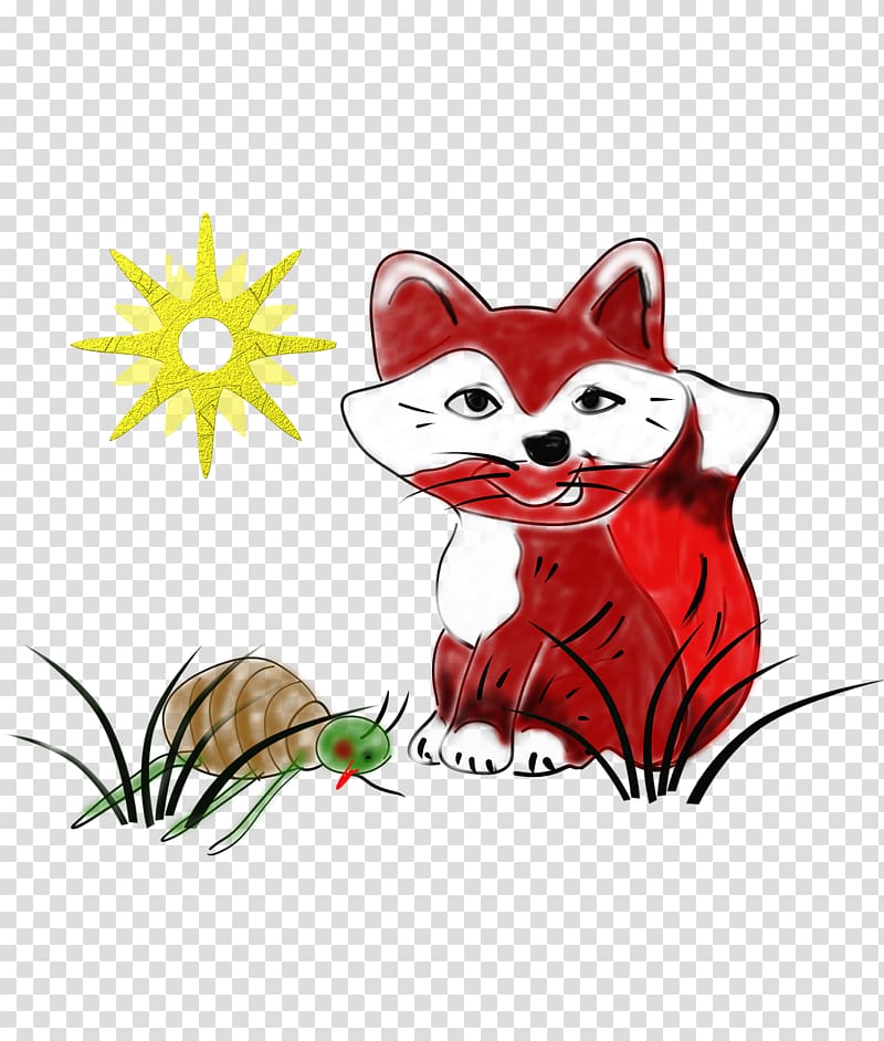 Cat Whiskers Red fox Kitten Illustration, Kitten resting on the grass transparent background PNG clipart