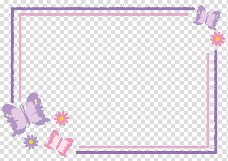 pink and purple border frame, Butterfly Purple, Simple purple border butterfly decoration transparent background PNG clipart