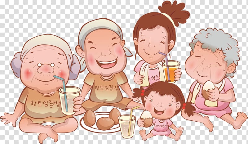 Cartoon, The whole family sweat steamed transparent background PNG clipart