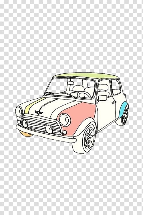 Car MINI Cooper Illustration, Cartoon car lines transparent background PNG clipart