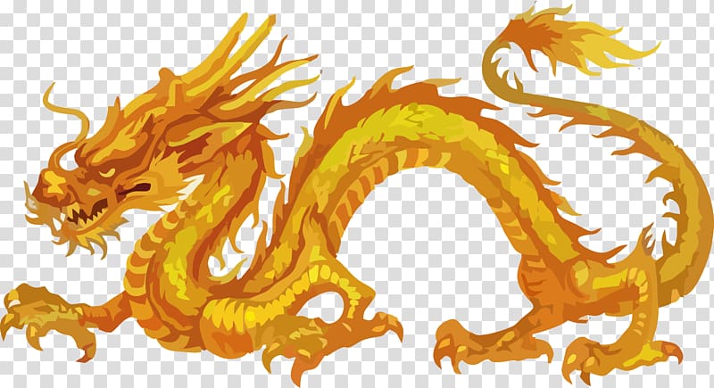 yellow dragon illustration, History of China Chinese dragon Japanese dragon, Large golden dragon material transparent background PNG clipart