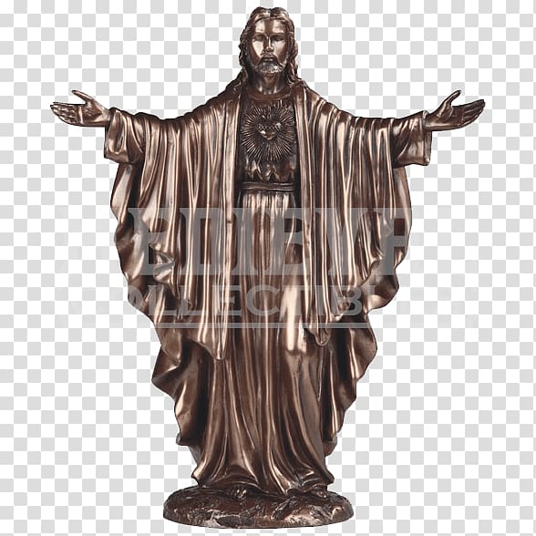 Bronze sculpture Statue Figurine, sacred heart of jesus transparent background PNG clipart
